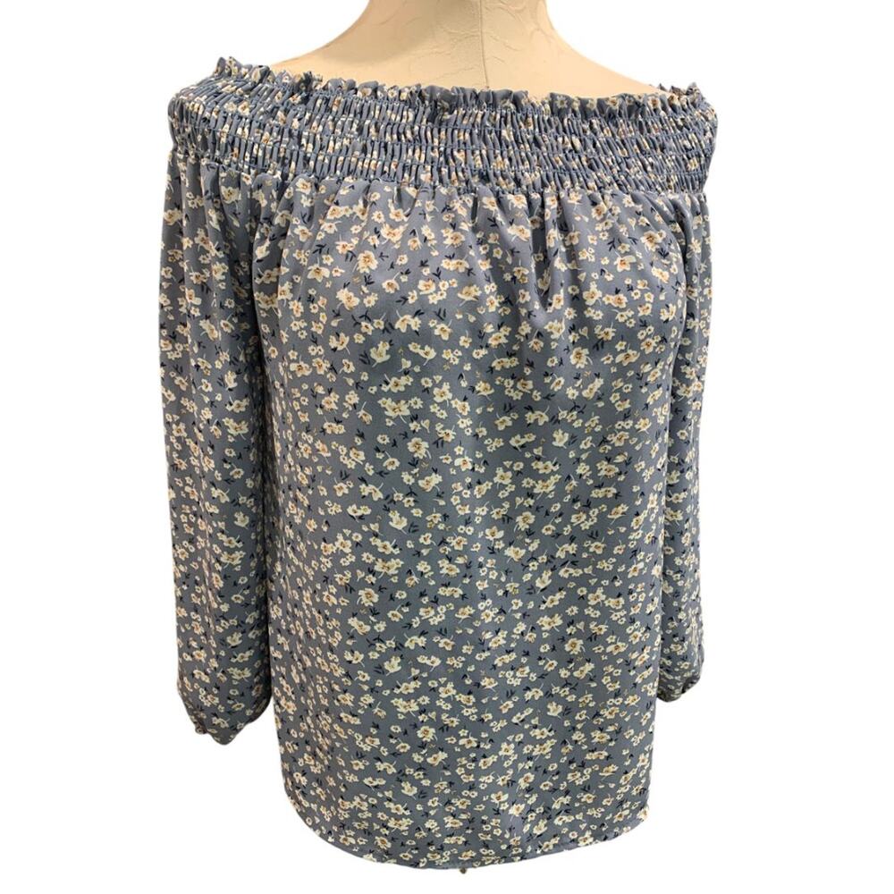 Size XS Pleione Womens Off Shoulder Floral Blouse Boho Loose Fit